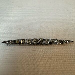 Vintage Sterling Silver Bar Pin Brooch, Deco